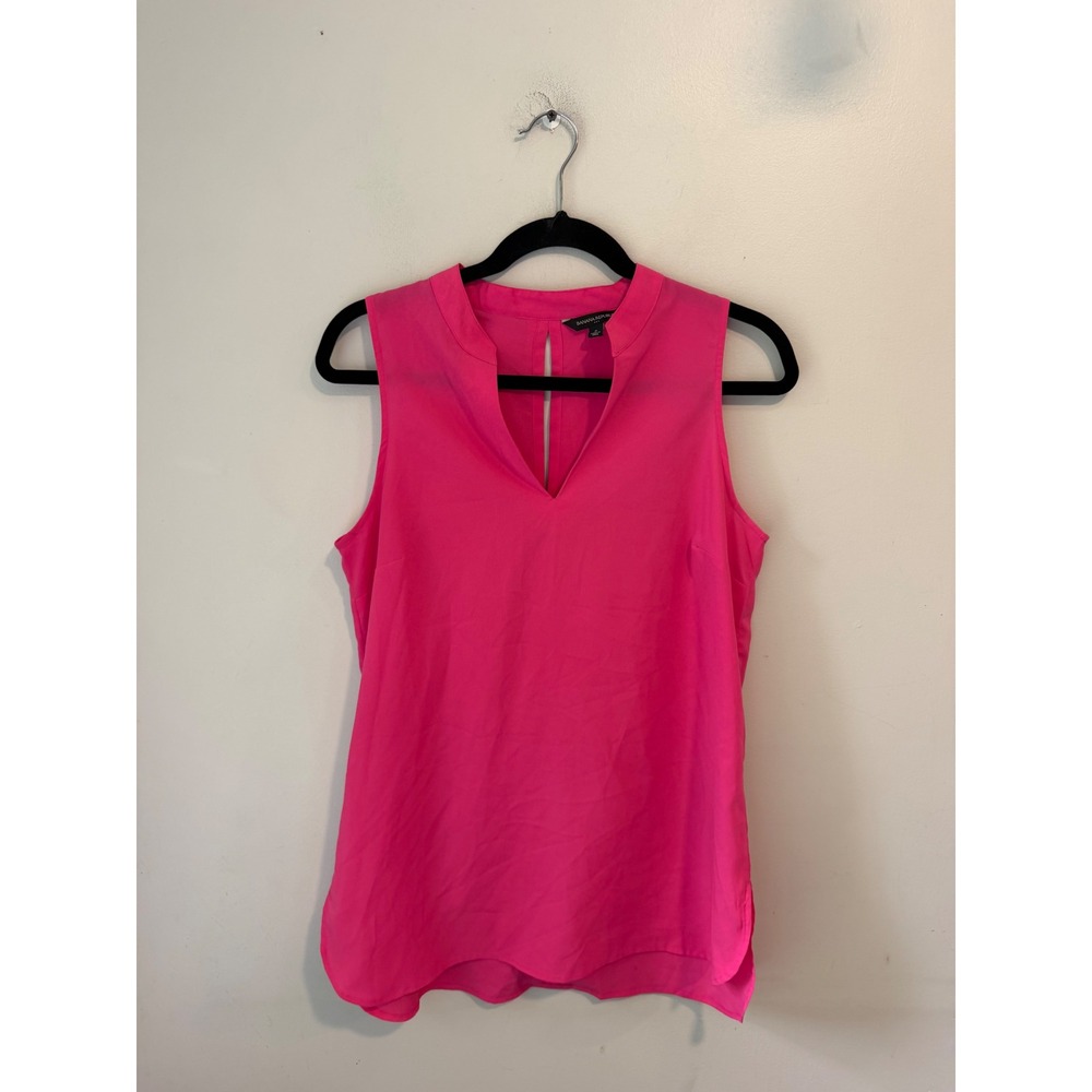 Banana Republic Pink Sleeveless Split Neck Blouse Keyhole Back Size 6